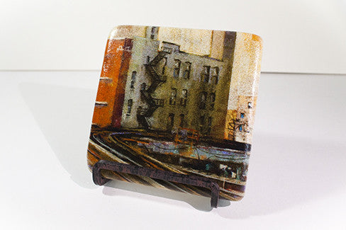 "Brown Line Twist" Marble Coaster of Brown Line